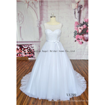 Halter elegante sem costas rosa e branco vestido de noiva 2016
